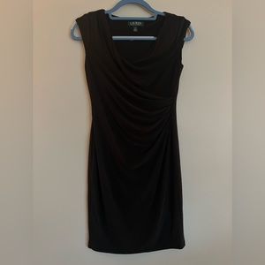 NWOT Ralph Lauren Black Side-Ruche Dress